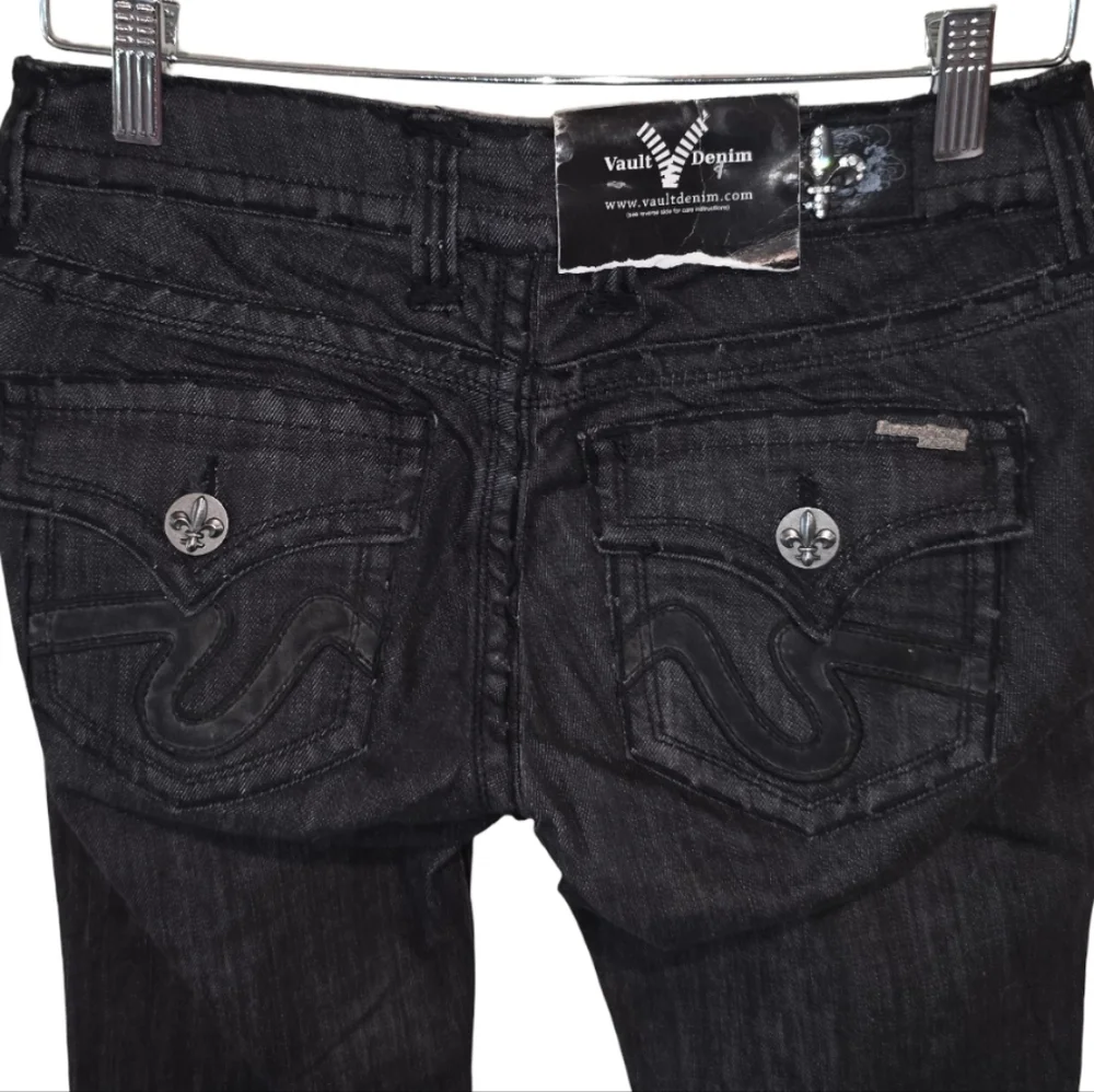 Laguna Beach‎ Vault Black Straight Leg Jeans Fleur De Lis Embellished Y2K NWT